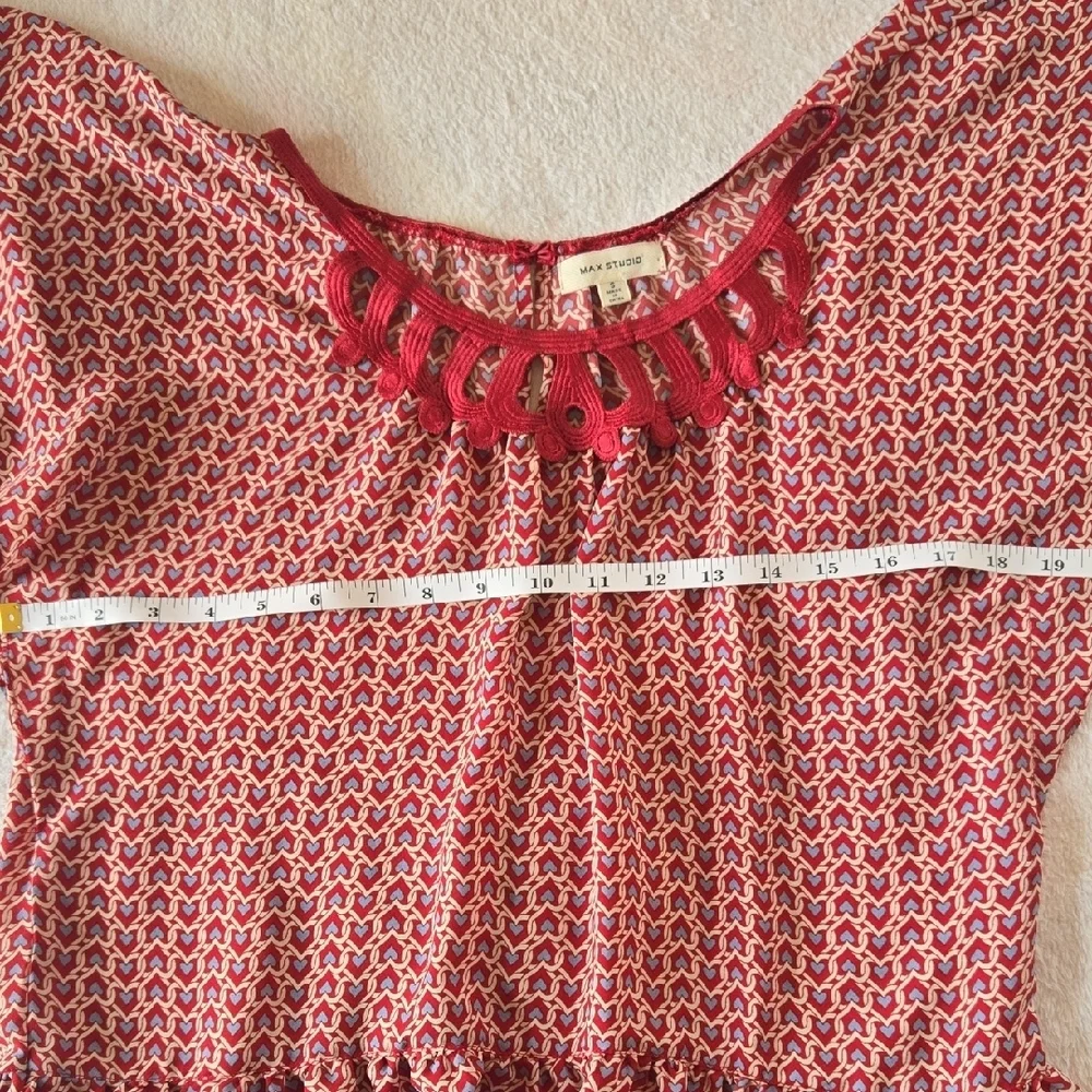 Max Studio S-L INTERTWINED 💙♥️🤍 Y2K KAWAII Babydoll Ruffles Fun LACE TRIM GUC - Picture 8 of 10